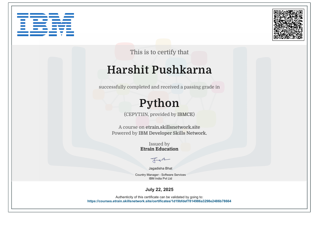 Python Certificate by IBM